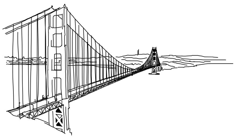 852x480 Gate Line Drawing Stock Video Footage - Golden Gate Bridge Drawing