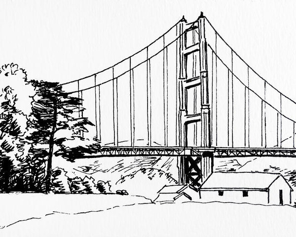 Golden Gate Bridge Drawing at PaintingValley.com | Explore collection ...