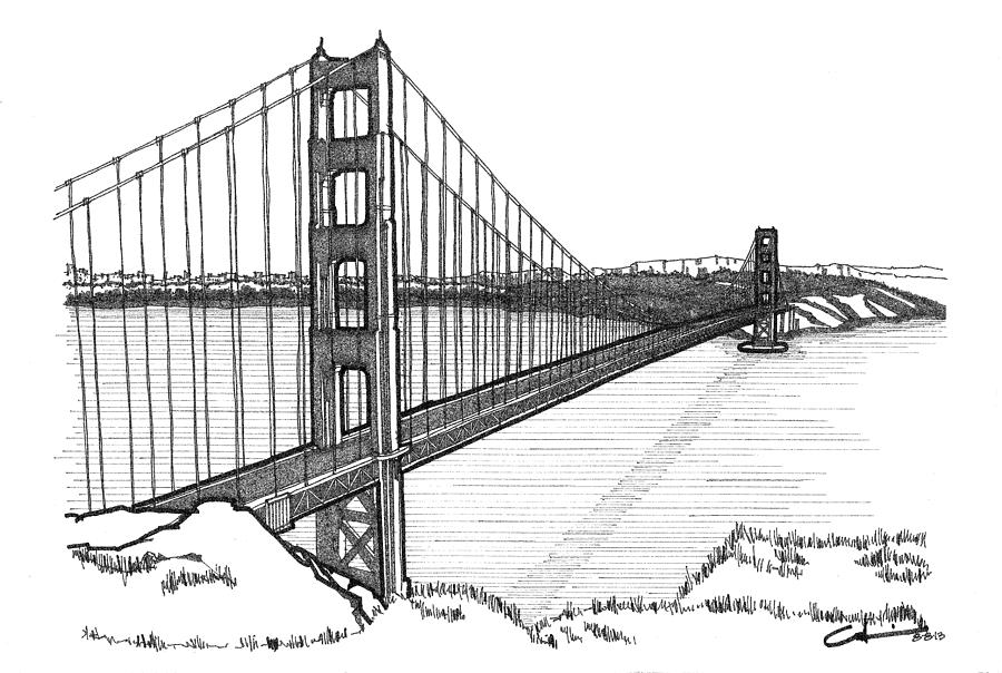 900x604 golden gate bridge drawing - Golden Gate Bridge Drawing