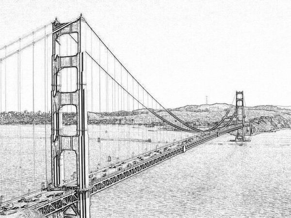 600x450 golden gate bridge drawing - Golden Gate Bridge Drawing
