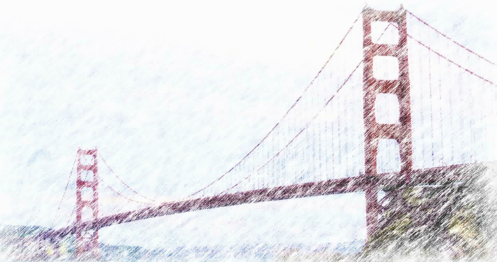 1920x1013 computer rendering photo of golden gate bridge as color pencil - Golden Gate Bridge Drawing