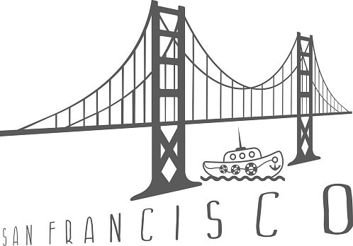 498x348 golden gate bridge in san francisco and boat premium clipart - Golden Gate Bridge Drawing Clip Art
