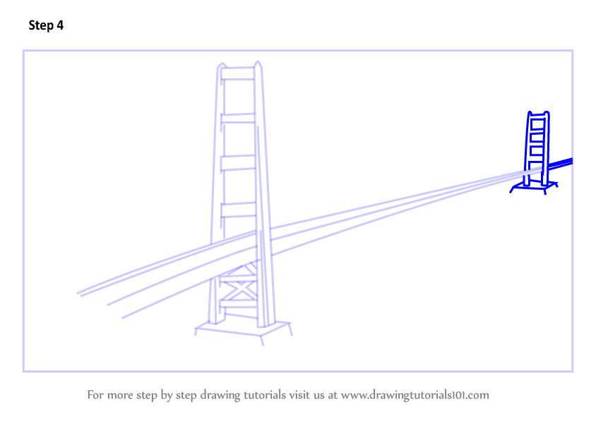 844x598 Learn How To Draw The Golden Gate Bridge - Golden Gate Bridge Drawing Step By Step