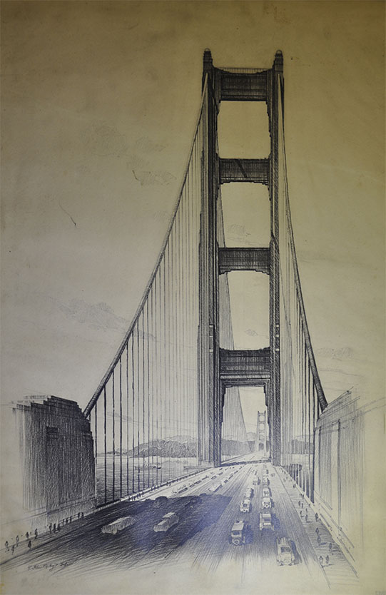 541x834 Engineering The Design - Golden Gate Bridge Drawing Step By Step