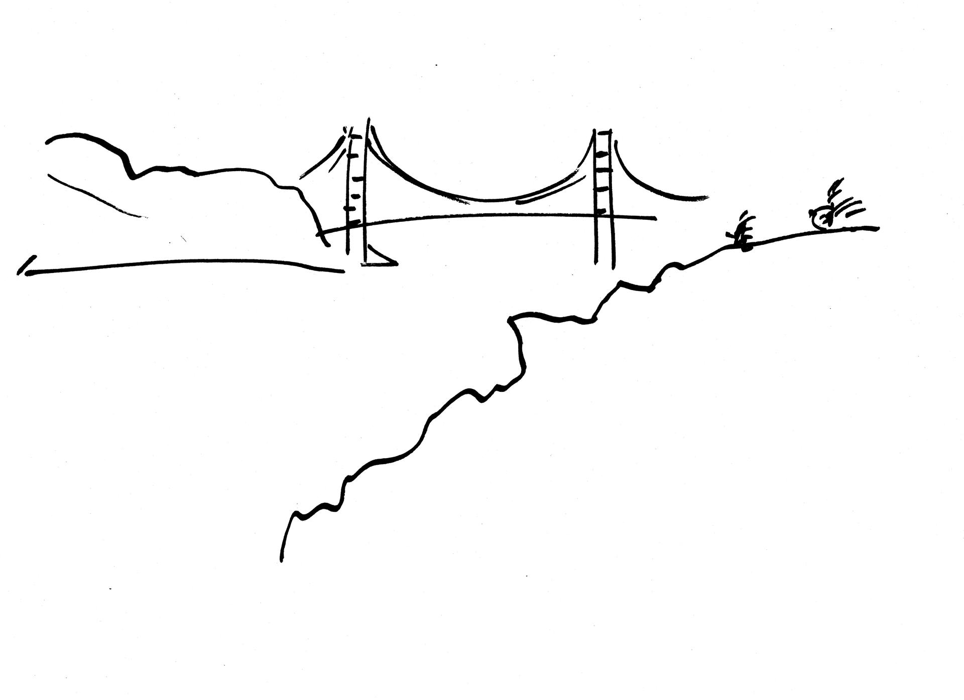 1920x1395 Golden Gate Bridge Drawing - Golden Gate Bridge Line Drawing