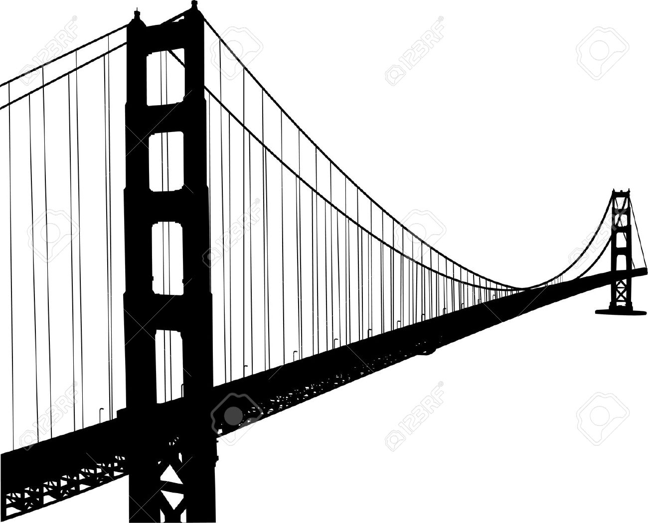 1300x1050 Golden Gate Bridge Clipart - Golden Gate Bridge Line Drawing