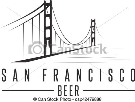 450x342 San Francisco Golden Gate Bridge With Beer Bottles Vector - Golden Gate Bridge Line Drawing