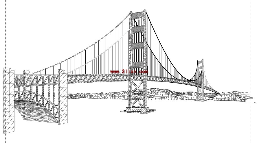 895x495 the golden gate bridge d background warehouse - Golden Gate Bridge Line Drawing