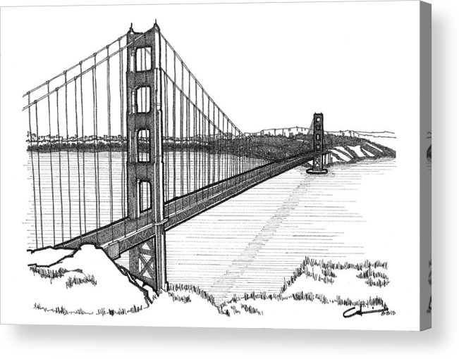 651x510 Golden Gate Bridge Acrylic Print - Golden Gate Bridge Line Drawing