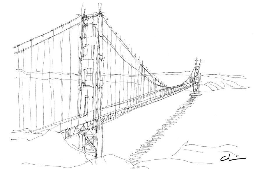 900x582 Golden Gate Sketch Drawing - Golden Gate Drawing