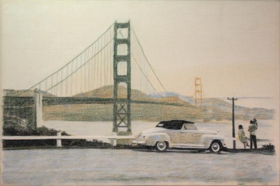 570x379 drawing of the golden gate bridge from fort point san etsy - Golden Gate Drawing