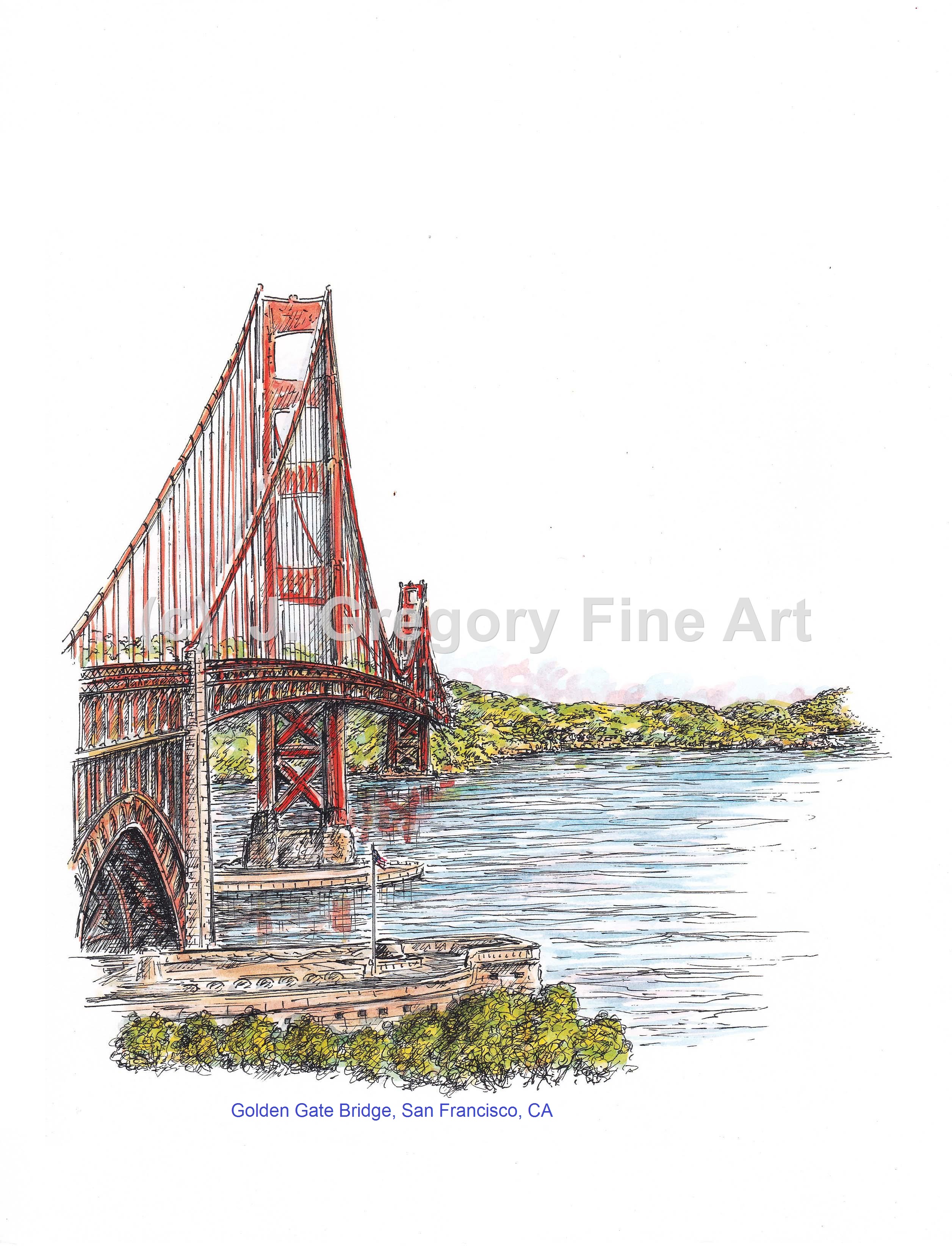 2512x3288 Golden Gate Bridge, San Francisco, Ca - Golden Gate Drawing