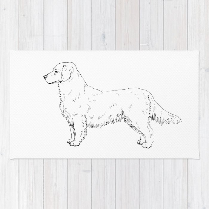 700x700 golden retriever ink drawing rug - Golden Retriever Drawing