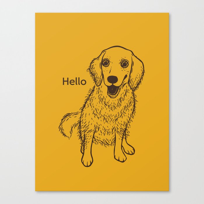 700x700 golden retriever line art canvas print - Golden Retriever Line Drawing