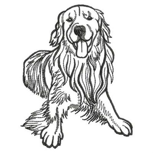 500x500 golden retriever outline embroidery design embroidery machine - Golden Retriever Line Drawing