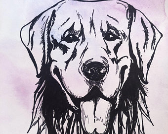 340x270 Retriever Line Art Etsy - Golden Retriever Line Drawing