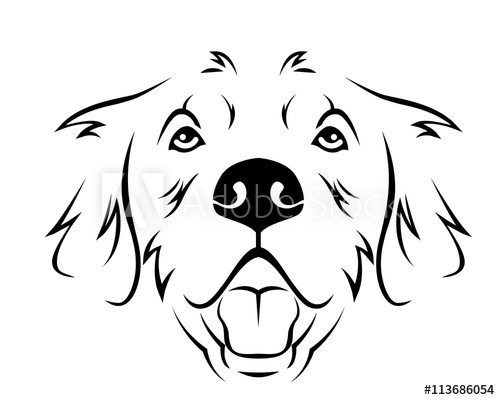 500x400 Dog Breed Line Art Logo - Golden Retriever Line Drawing