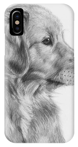 316x592 Golden Retriever Puppy In Charcoal One Iphone X Case For Sale - Golden Retriever Puppy Drawing