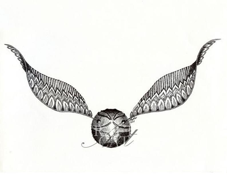 794x624 harry potter golden snitch pen and ink drawing digital print etsy - Golden Snitch Drawing