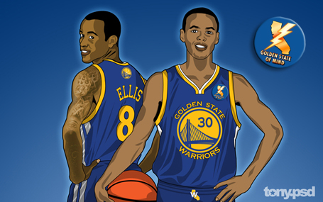 455x285 New Golden State Warriors Art Monta Ellis + Stephen Curry - Golden State Warriors Drawing