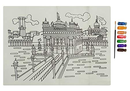 450x316 Day And Night Painting Material Activity Student Craft Golden - Golden Temple Drawing