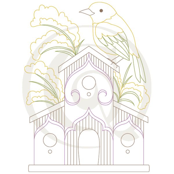 600x600 yellow warbler and goldenrod svgdxf birdhouses birdcages - Goldenrod Drawing