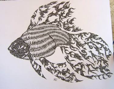 375x291 fantail goldfish drawing - Goldfish Drawing