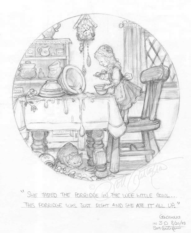 615x751 goldilocks drawings the art of scott gustafson - Goldilocks Drawing