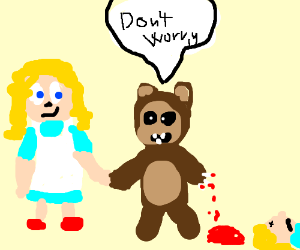 300x250 goldilocks and baby bear holding hands drawing - Goldilocks Drawing