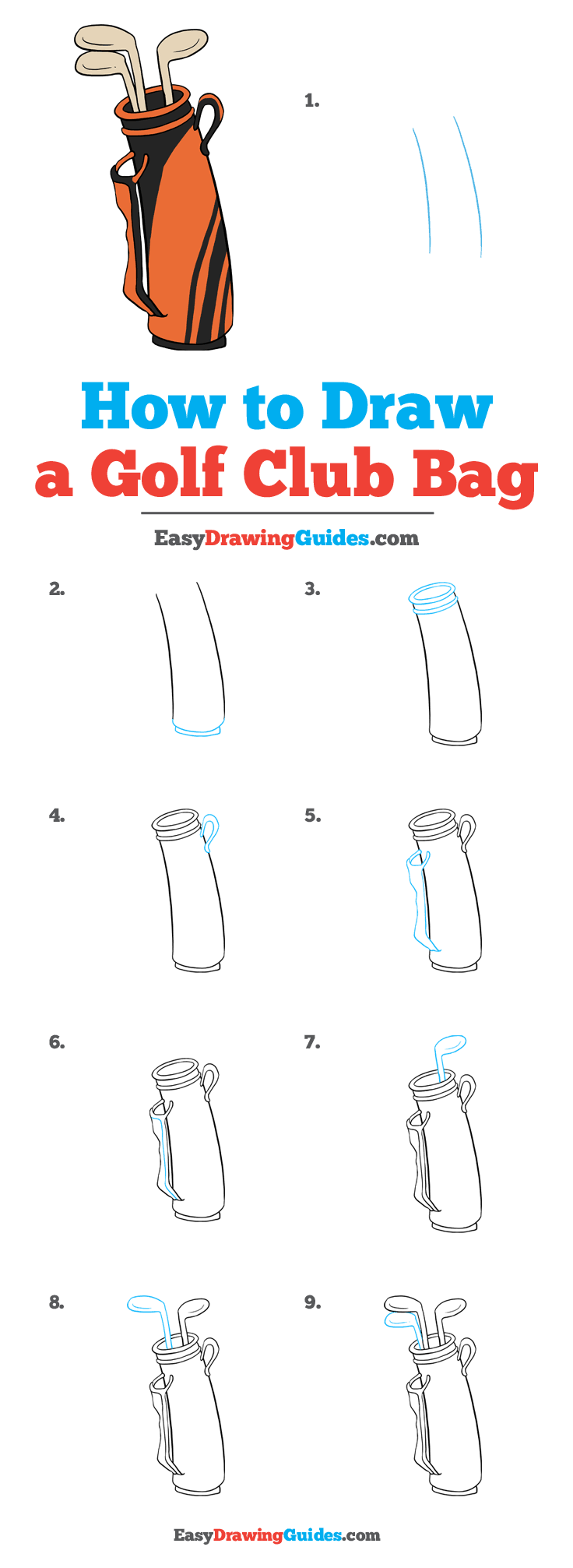 736x2013 How To Draw A Golf Club Bag - Golf Bag Drawing