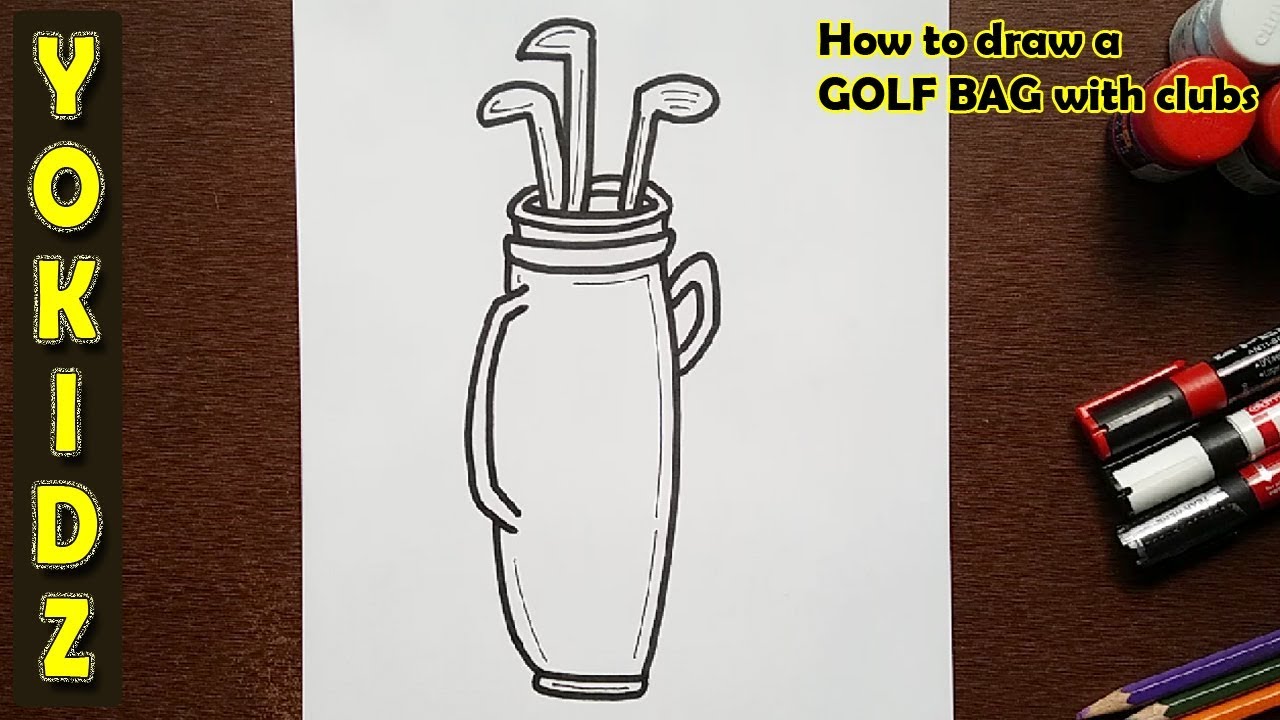 1280x720 how to draw a golf bag with clubs - Golf Bag Drawing