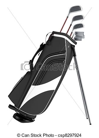 337x470 black bag with golf clubs isolated on white background - Golf Bag Drawing