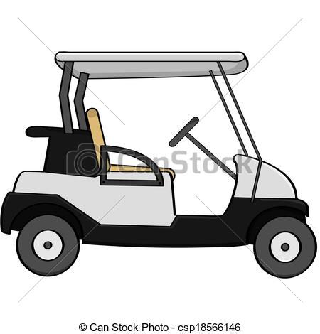 450x470 golf cart cartoon illustration of an empty golf cart - Golf Cart Drawing