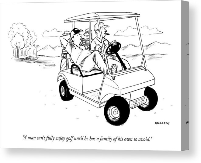 661x536 Two Men Ride In A Golf Cart Canvas Print Canvas Art - Golf Cart Drawing