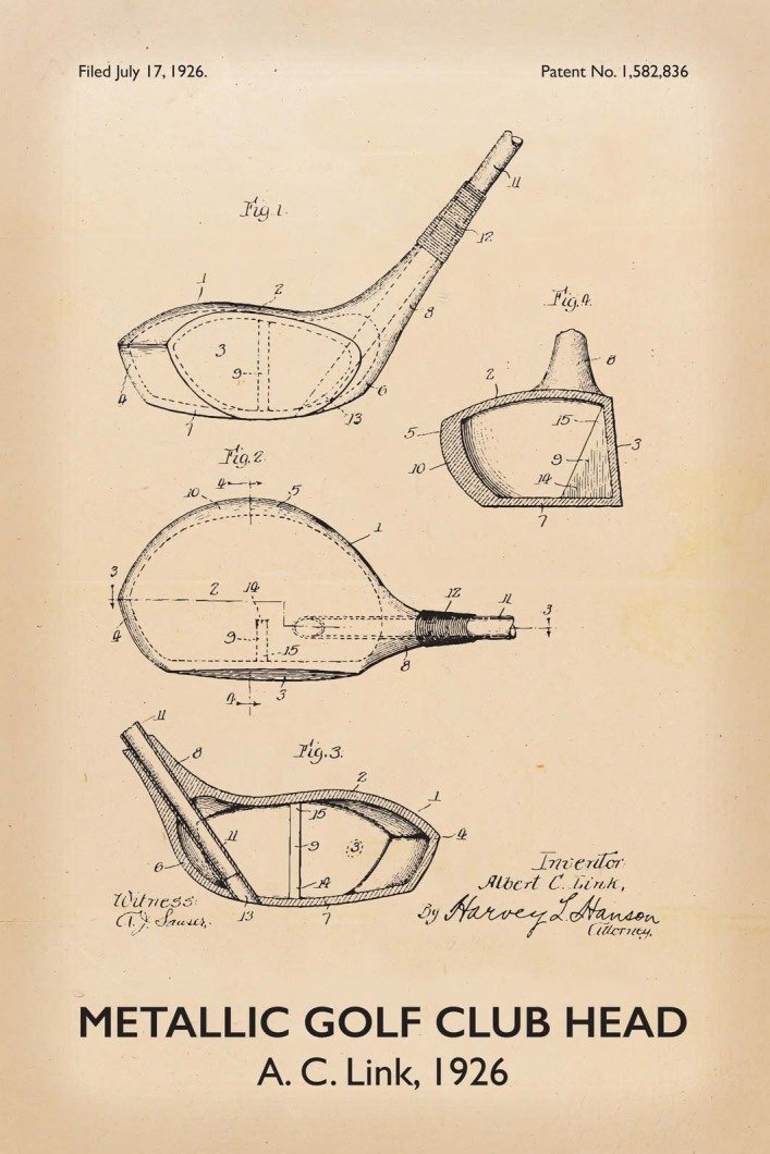 707x1060 Golf Club Patent Print - Golf Club Drawing