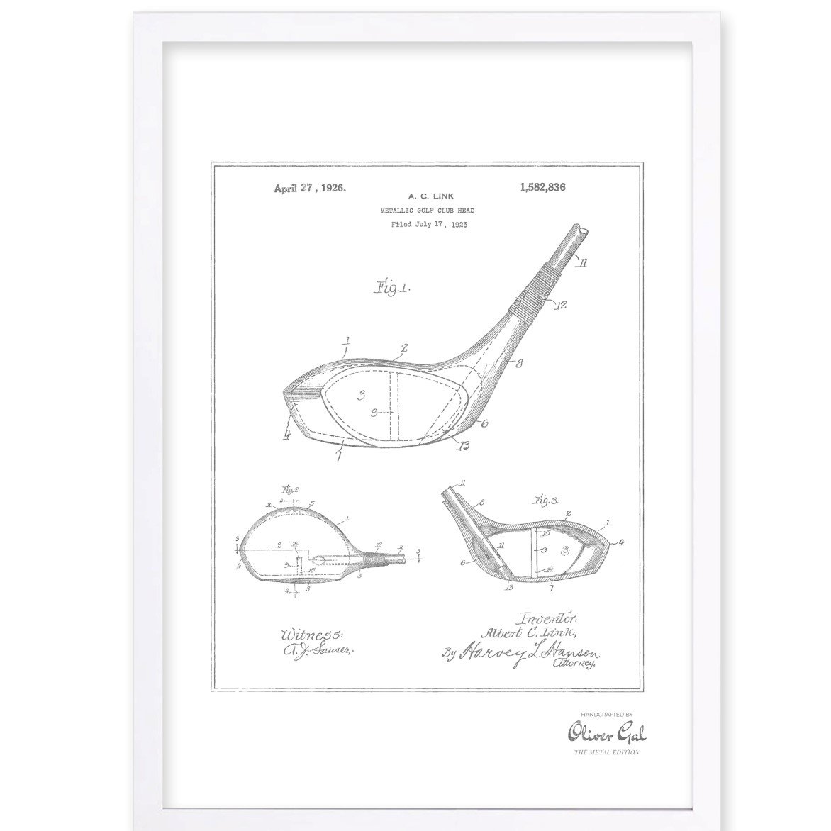 1172x1172 loon peak 'metallic golf club head framed drawing print - Golf Club Drawing