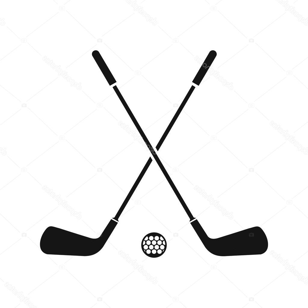 1024x1024 Top Crossed Golf Club Silhouette Drawing Free Vector Art, Images - Golf Club Drawing
