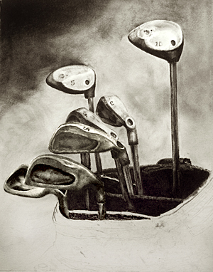 300x382 Carbon Pencil, Charcoal And Graphite Art Lesson - Golf Club Drawing