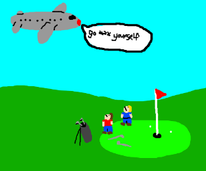 300x250 airplane dropping bomb on a golf course drawing - Golf Course Drawing