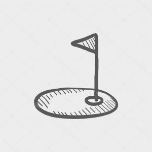 300x300 photostock vector golf hole with purple flag soidergi - Golf Flag Drawing