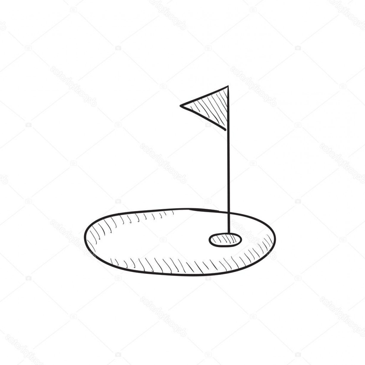 1228x1228 stock illustration golf hole with flag sketch soidergi - Golf Flag Drawing