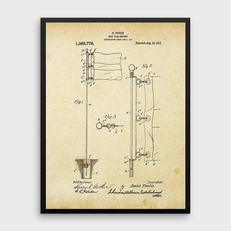 794x794 vintage golf flag patent print golf print golf hole etsy - Golf Flag Drawing