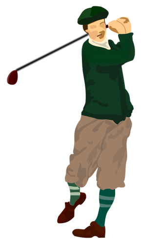 289x500 Golfer Vector Drawing - Golf Player Drawing