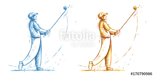 500x250 Hand Drawing Golf Player Illustration Stock Image And Royalty - Golf Player Drawing
