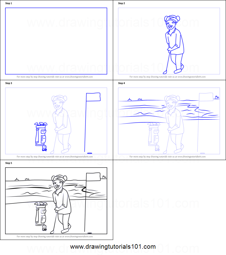 751x846 How To Draw A Golf Player - Golf Player Drawing