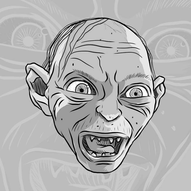 how to draw gollum from lord of the rings step by step