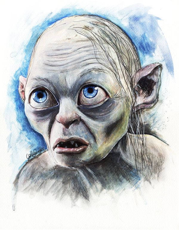 600x770 Gollum Po Lukefielding Rocks Two Lord Of The Rings Tattoo - Gollum Drawing