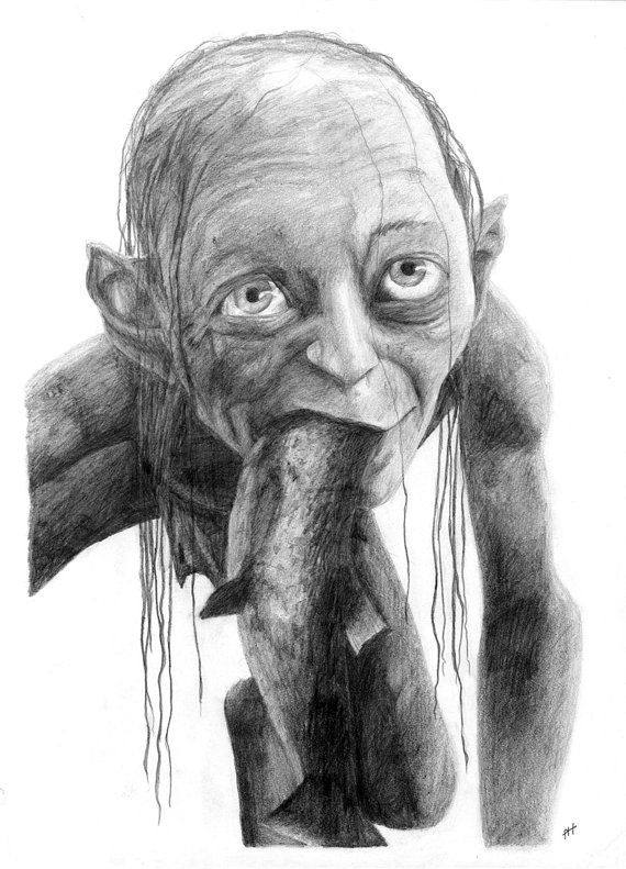 570x791 Original Gollum Smeagol Drawing - Gollum Drawing