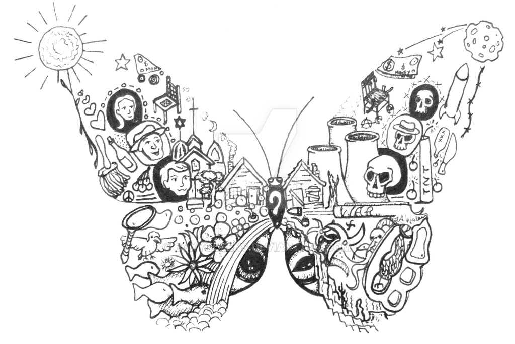 1024x685 Good Vs Evil Butterfly - Good And Evil Drawings