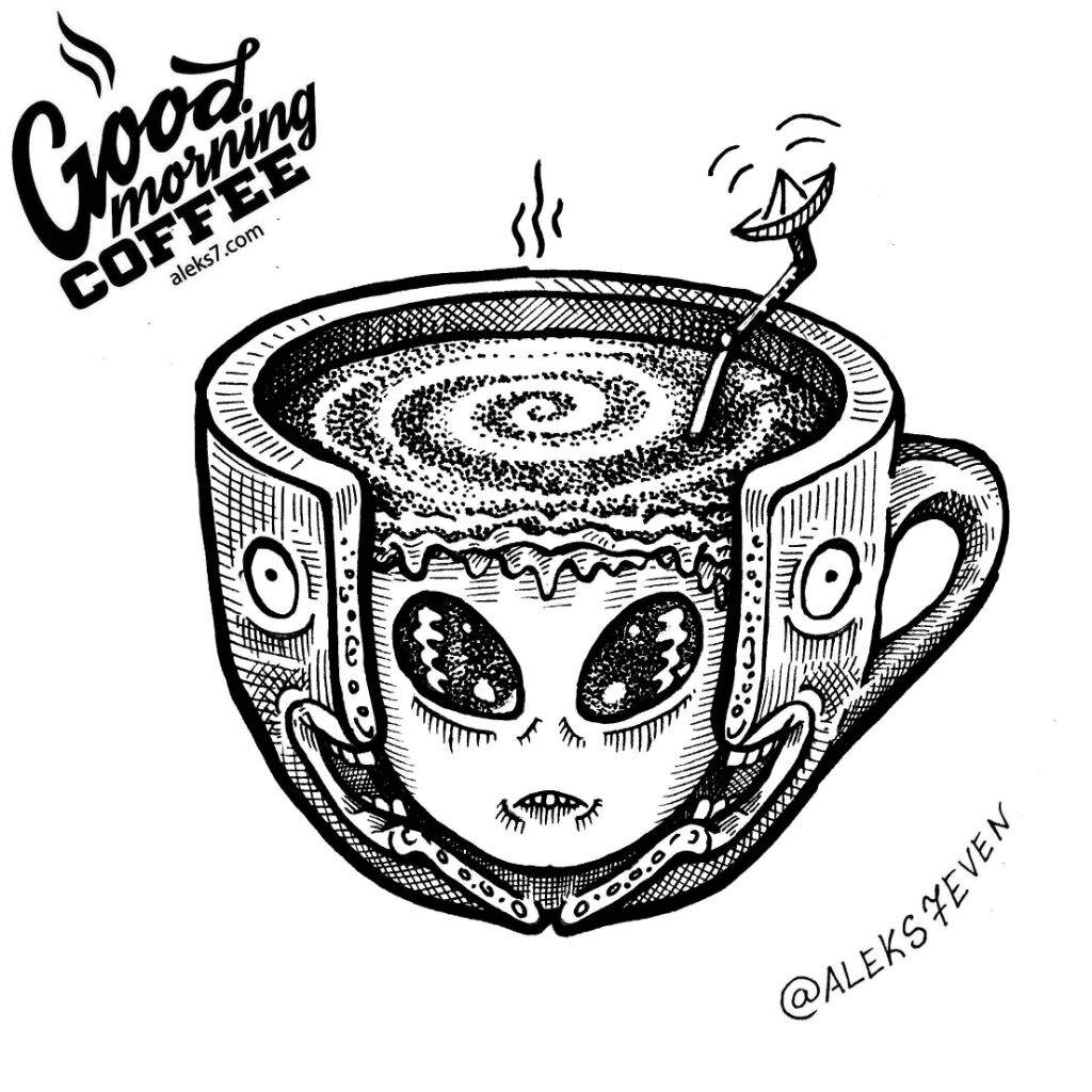 1024x1024 Good Morning Coffee Daily Drawing Art Amino - Good Morning Drawing